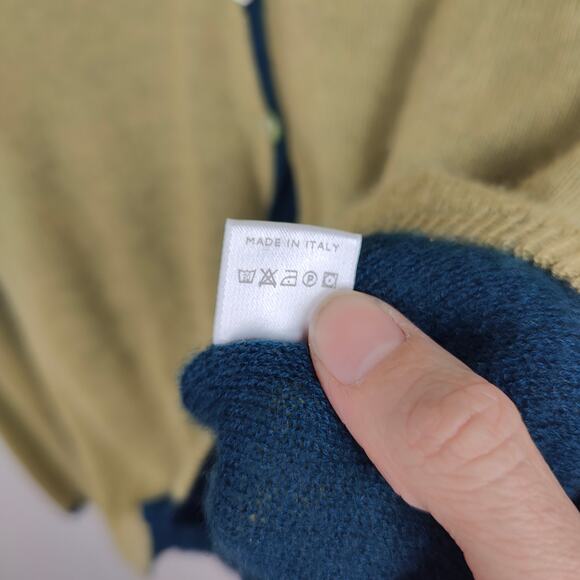 Loro Piana Cashmere Cardigan Womens 42 US 6 Green Blue Reversible FLAW HOLE - Picture 10 of 13